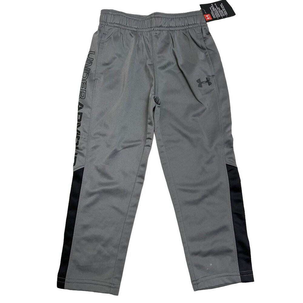 Under Armour Boy's Size 4 Sweatpants Track Athletic Pants Grey Black NWT